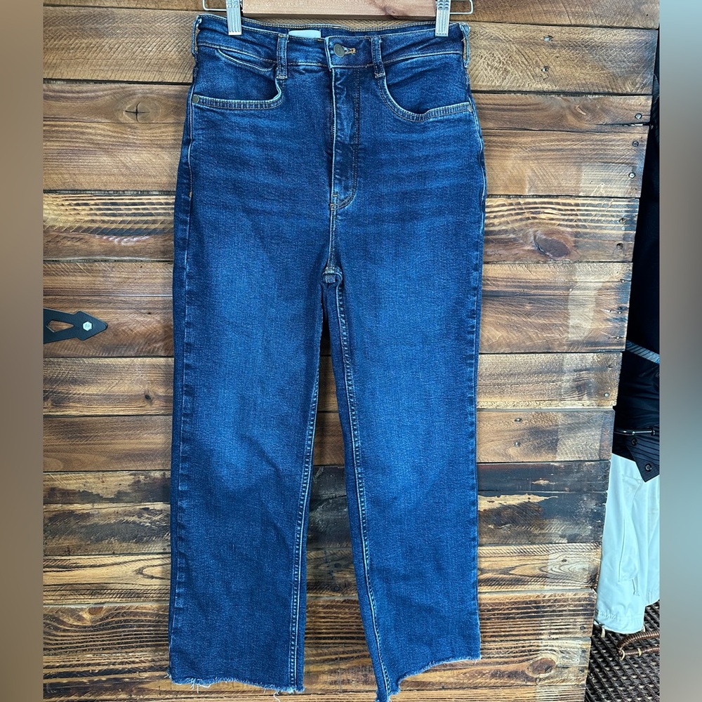 Pilcro Anthropologie‎ High Rise Straight Crop Jeans Raw Hem Size 28